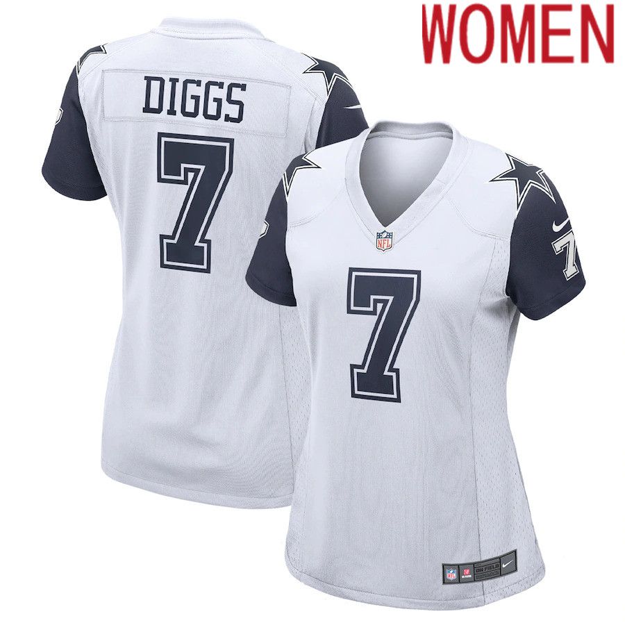 Women Dallas Cowboys 7 Trevon Diggs Nike White Team Game NFL Jersey